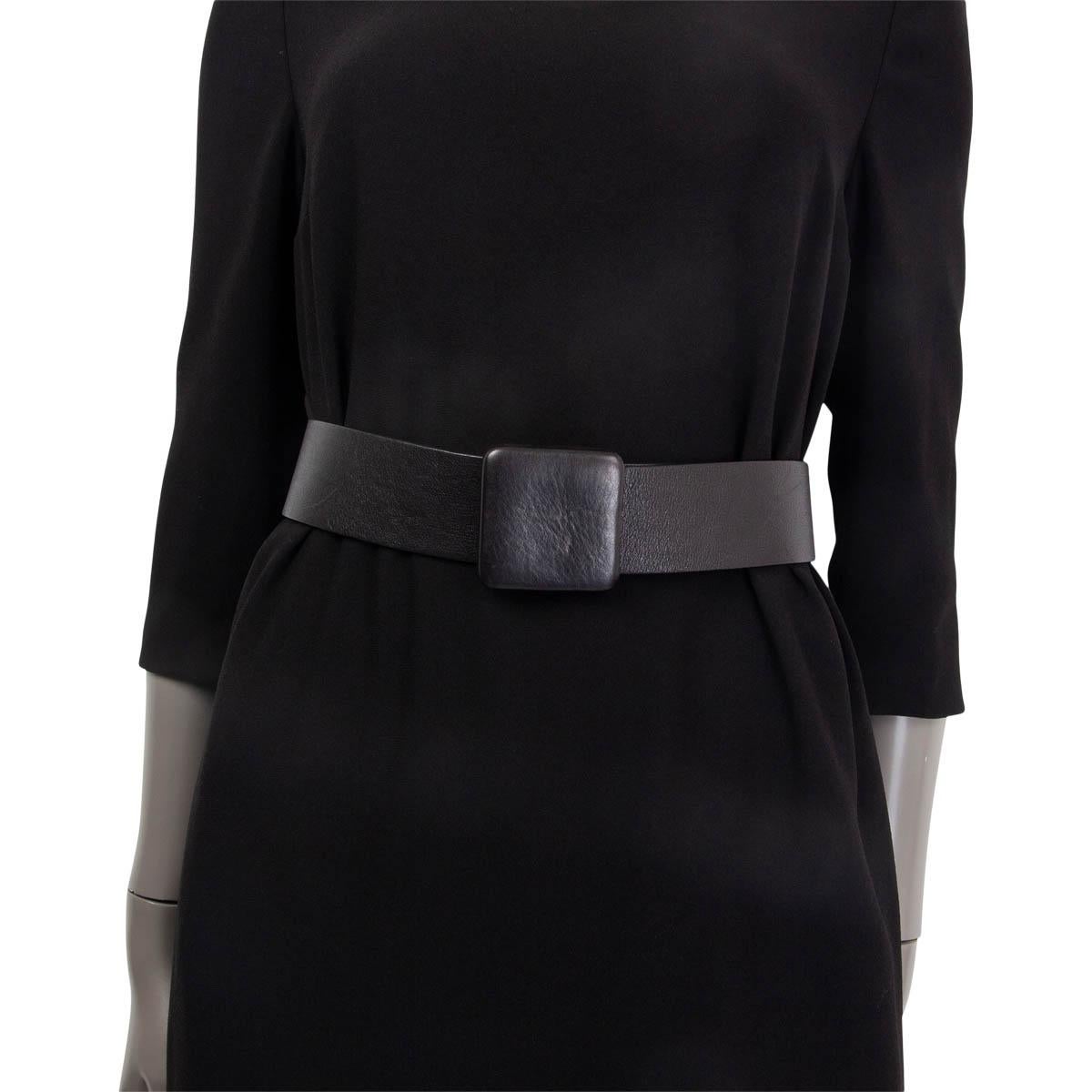 Women's JIL SANDER black leather WIDE WAIST Belt 70 For Sale