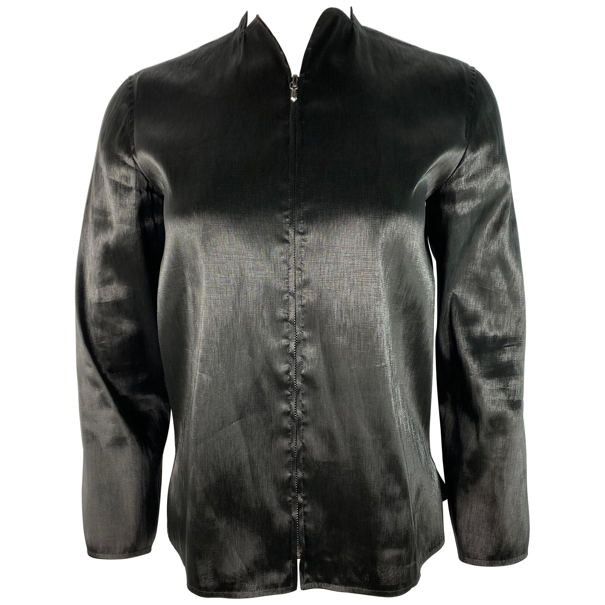 Jil Sander Black Long Sleeves Top Jacket, Size 34 For Sale