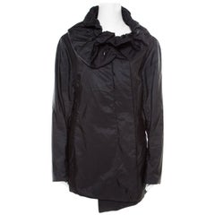 Jil Sander Black Neck Tie Detail Padded Zip Front Jacket XL