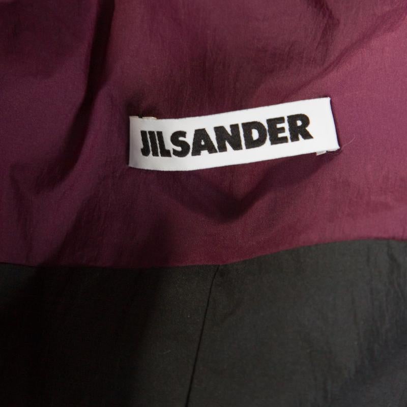 Women's Jil Sander Black Nylon Belted Overcoat L