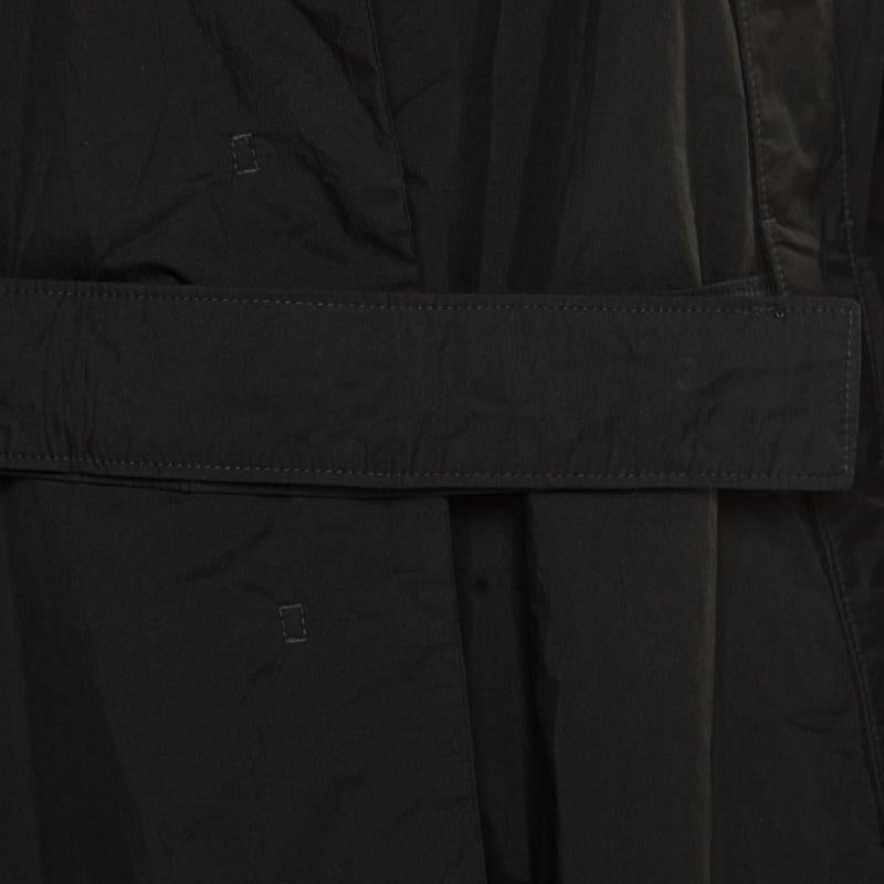 Jil Sander Black Nylon Belted Overcoat L 2