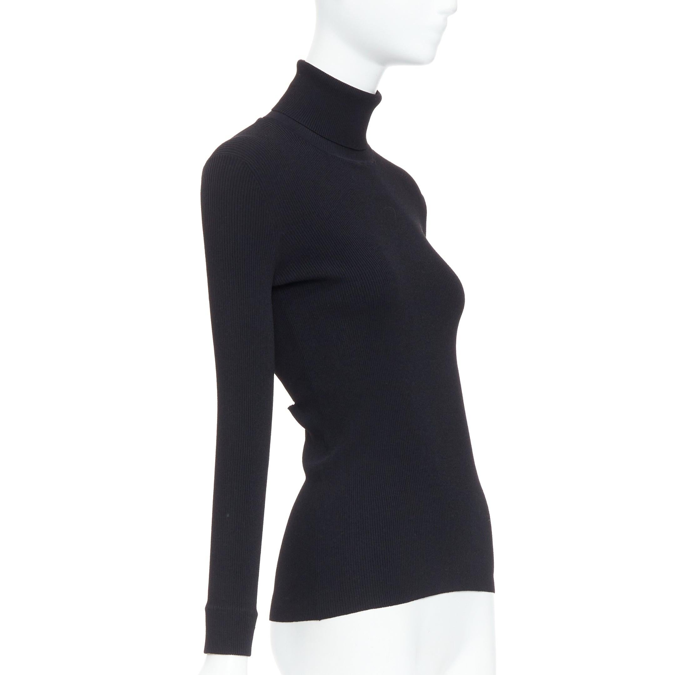 Noir JIL SANDER noir - Top à col roulé rincé, dos ouvert, avec barres argentées FR36 S en vente