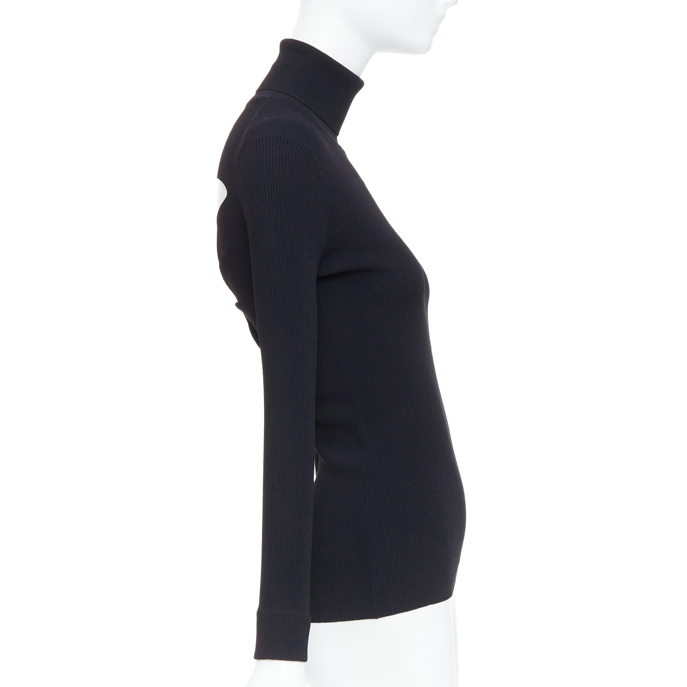 JIL SANDER noir - Top à col roulé rincé, dos ouvert, avec barres argentées FR36 S Excellent état - En vente à Hong Kong, NT