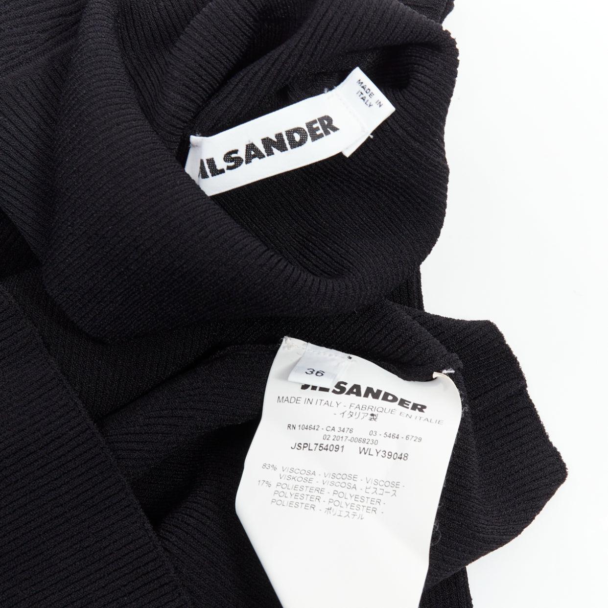 JIL SANDER noir - Top à col roulé rincé, dos ouvert, avec barres argentées FR36 S en vente 3
