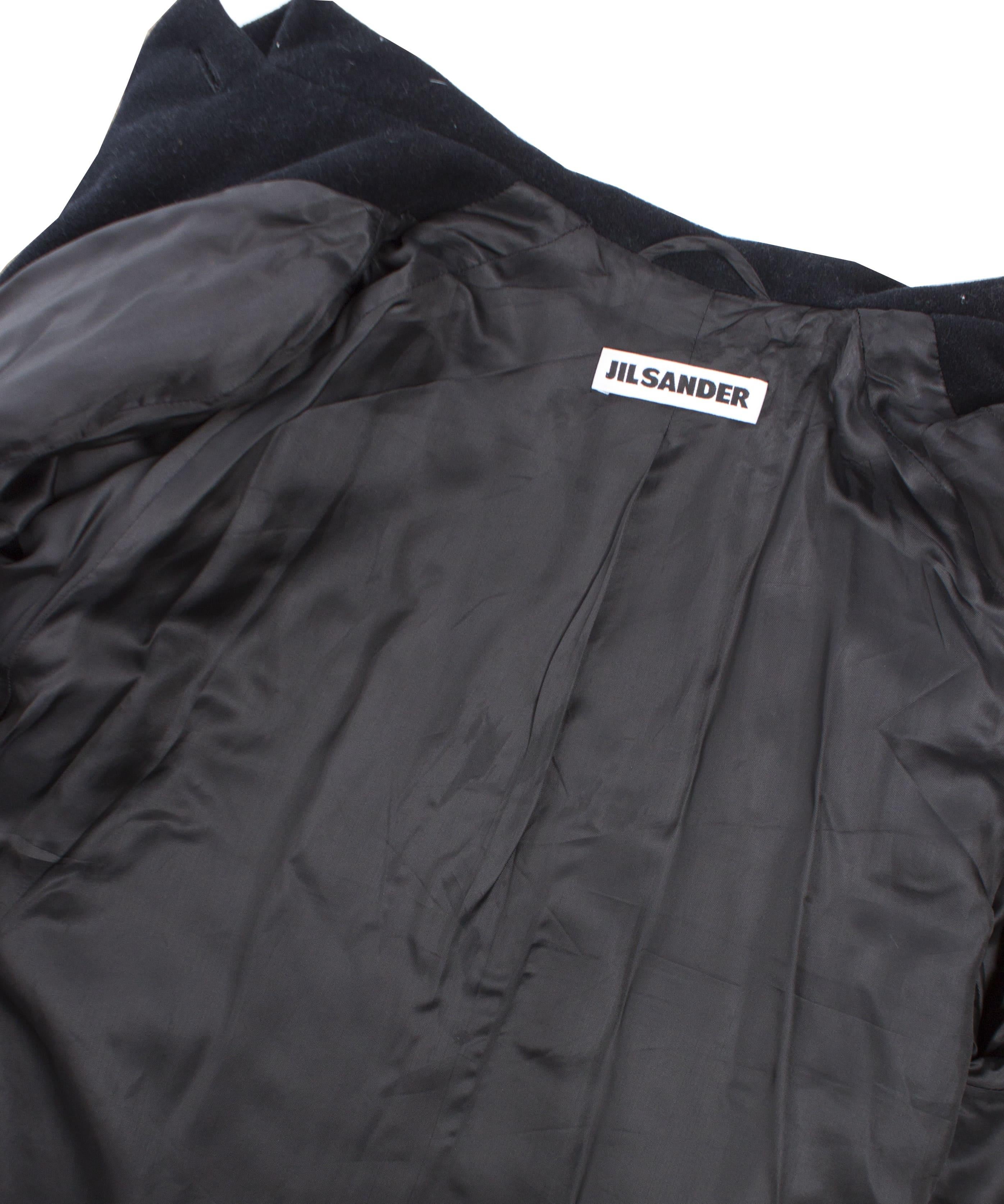 Jil Sander, Black oversized wool coat. In Good Condition For Sale In AMSTERDAM, NL