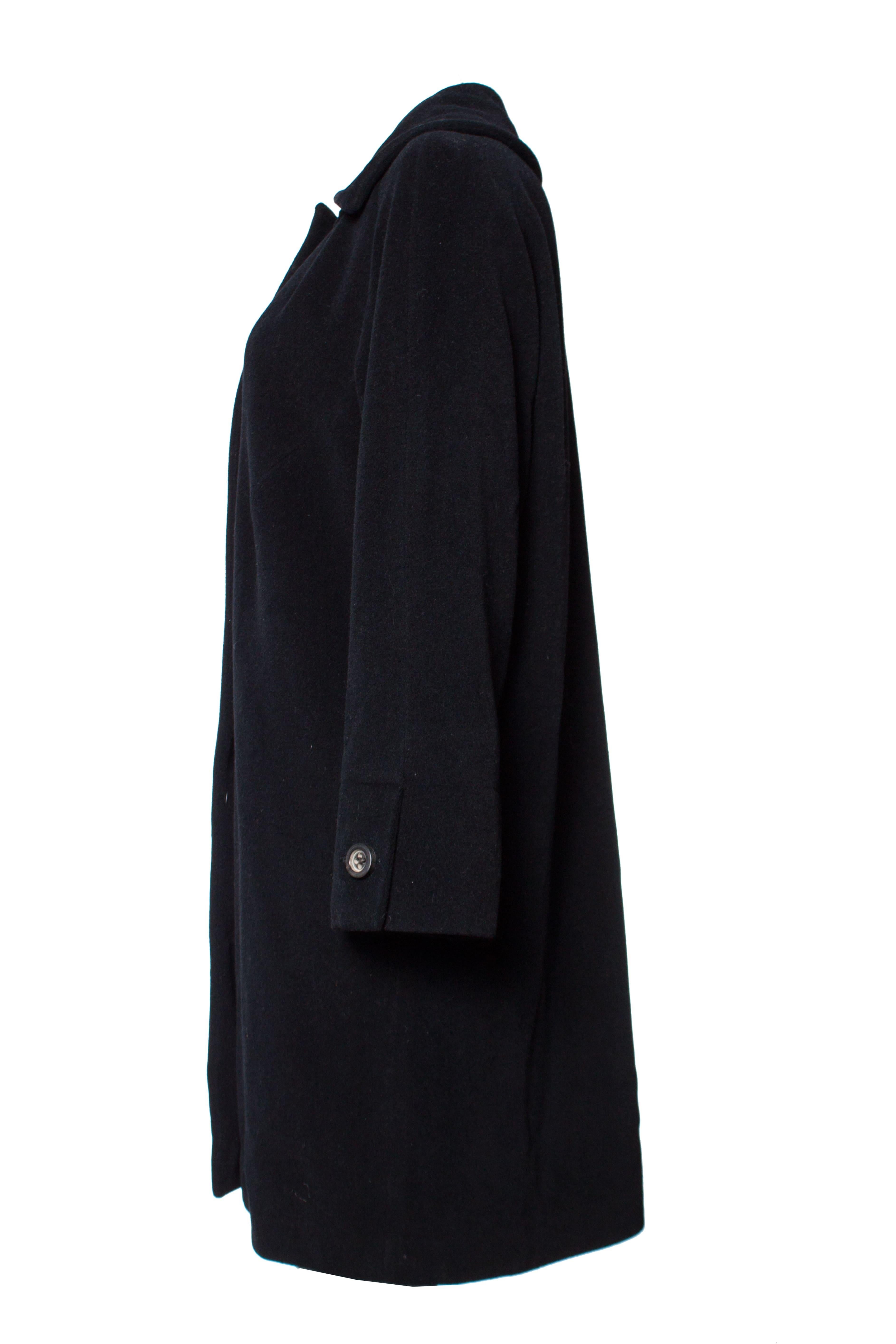 Jil Sander, Black oversized wool coat. For Sale 2