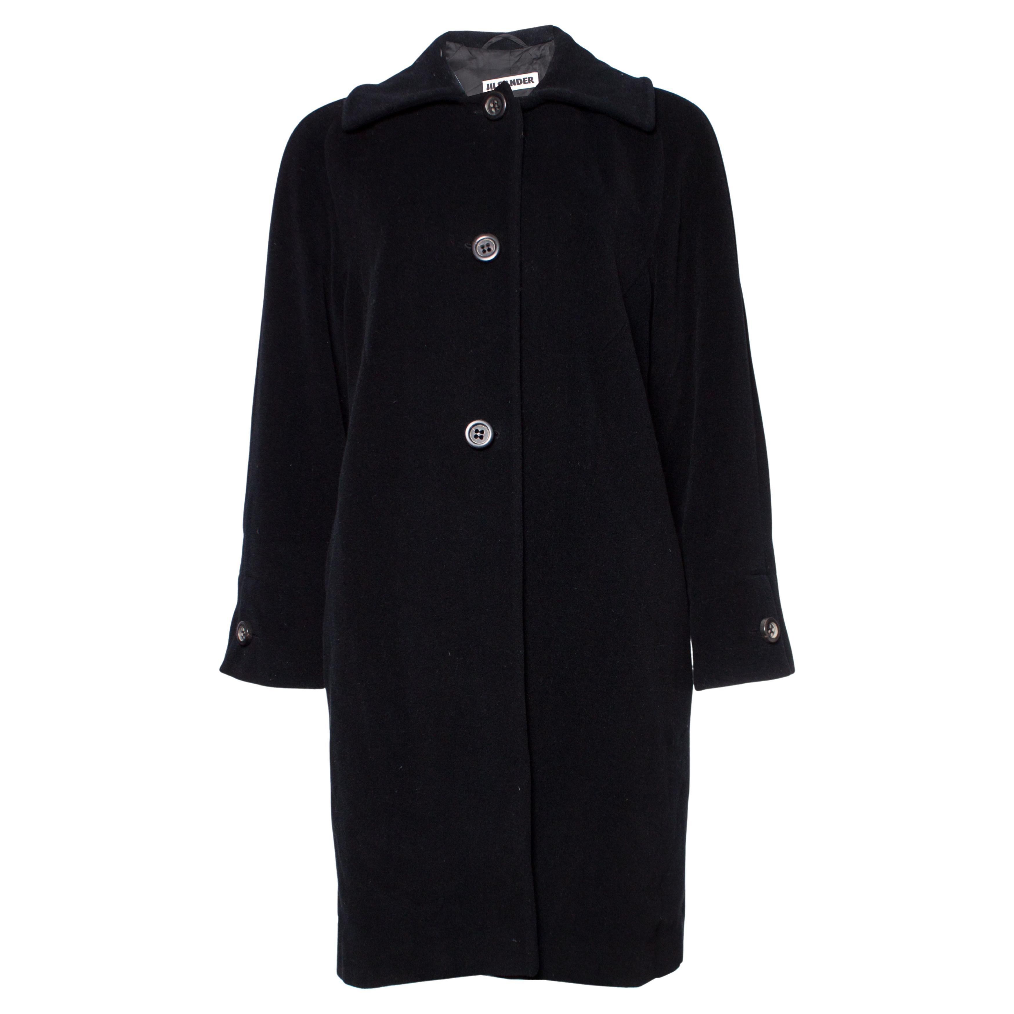 Jil Sander, Black oversized wool coat. For Sale