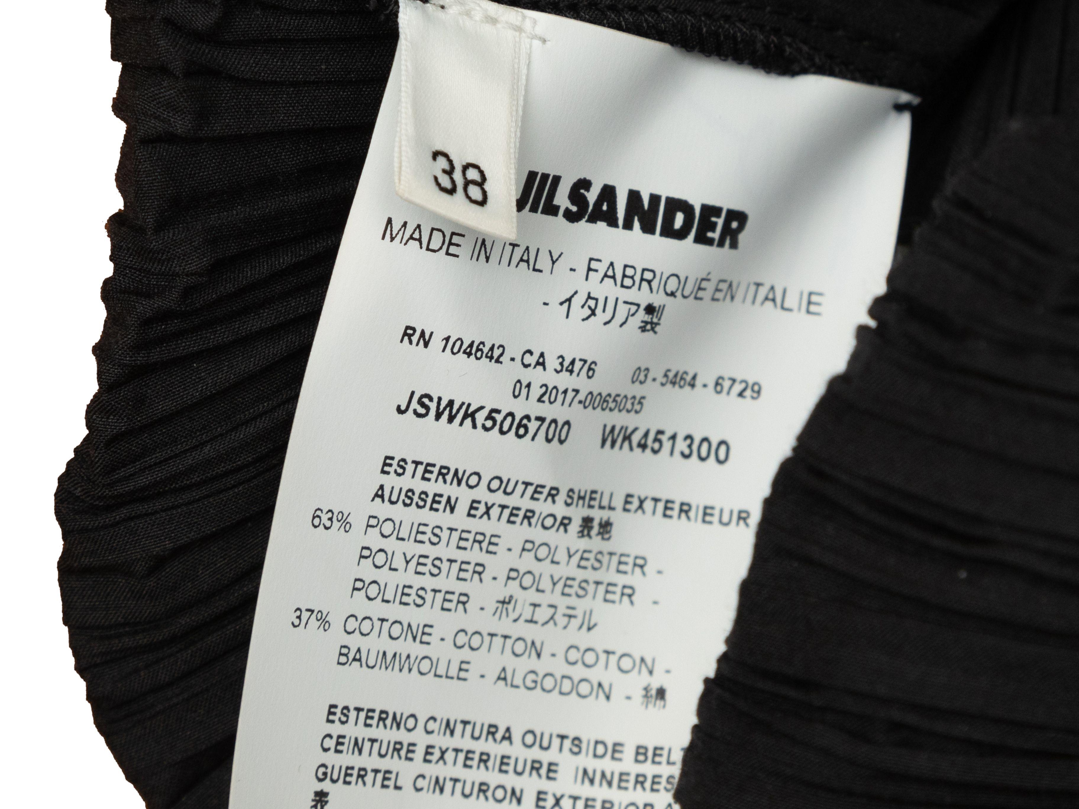 Jil Sander Black Plisse Puff Sleeve Dress For Sale at 1stDibs