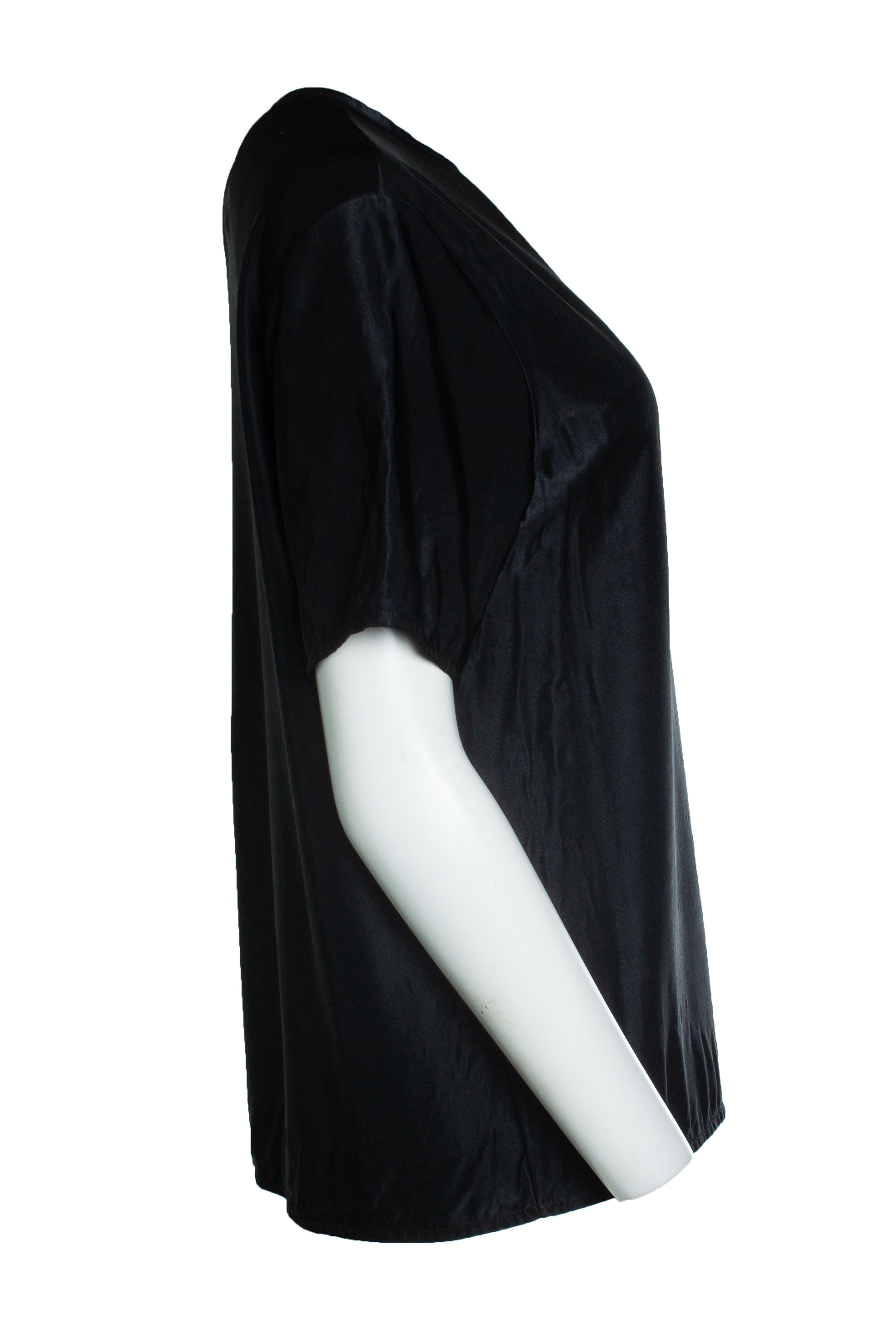 Jil Sander, black shiny short sleeve top In Good Condition For Sale In AMSTERDAM, NL