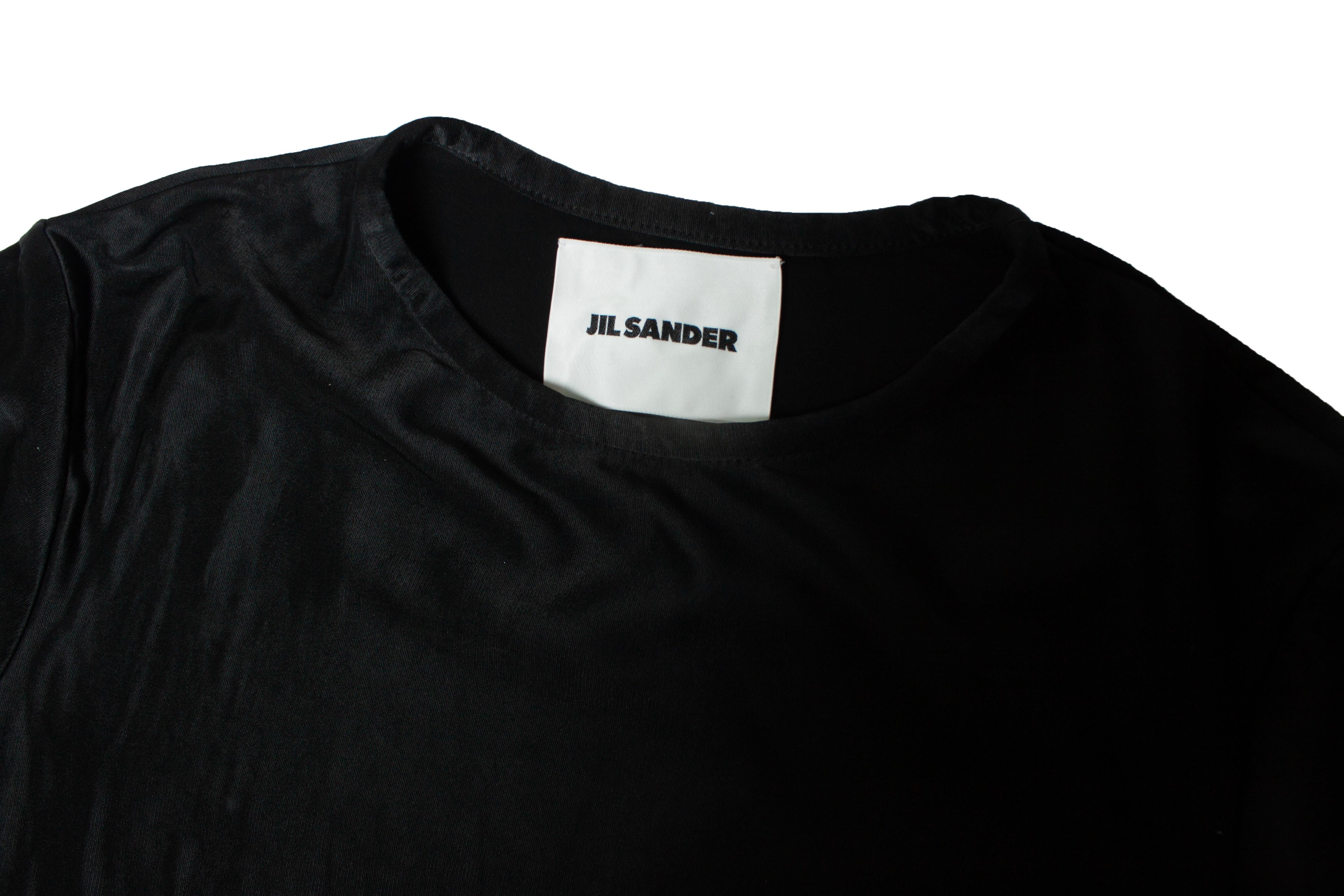 Jil Sander, black shiny short sleeve top For Sale 1