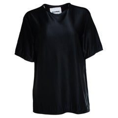Jil Sander, black shiny short sleeve top