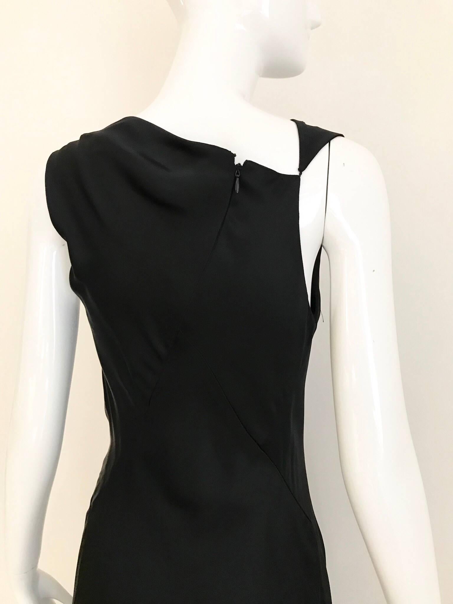 Jil Sander Black Silk Charmeuse Dress In Excellent Condition In Beverly Hills, CA