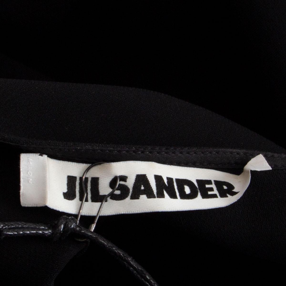 Black JIL SANDER black silk DOLLMAN SLEEVE Shift Dress M For Sale