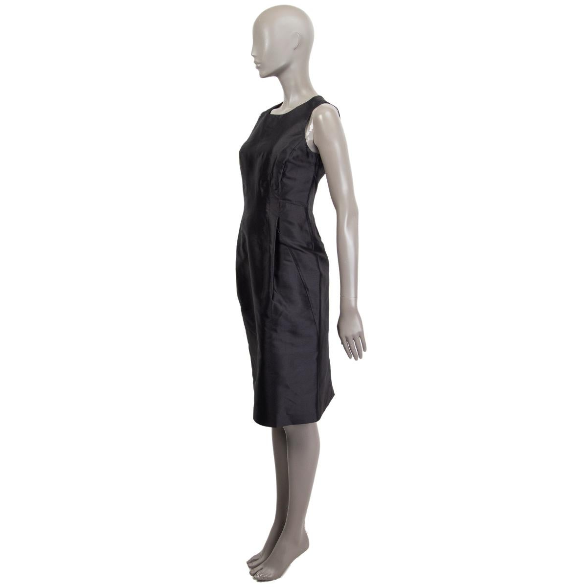 JIL SANDER black silk SLEEVELESS SHEATH Dress 34 XS In Excellent Condition In Zürich, CH