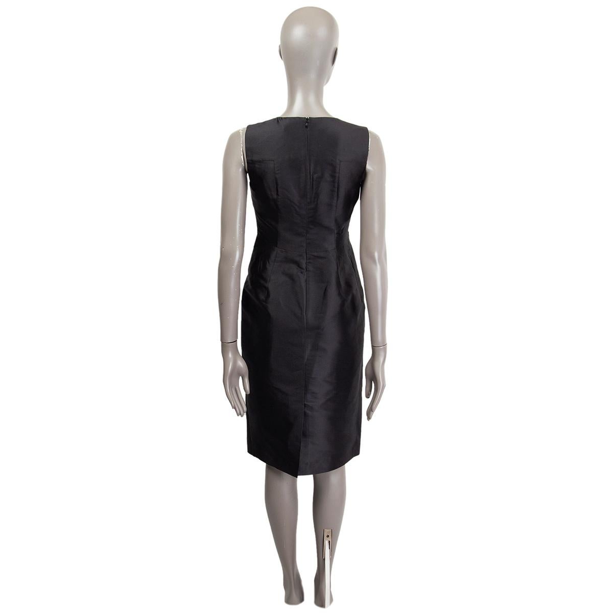 Women's JIL SANDER black silk SLEEVELESS SHEATH Dress 34 XS