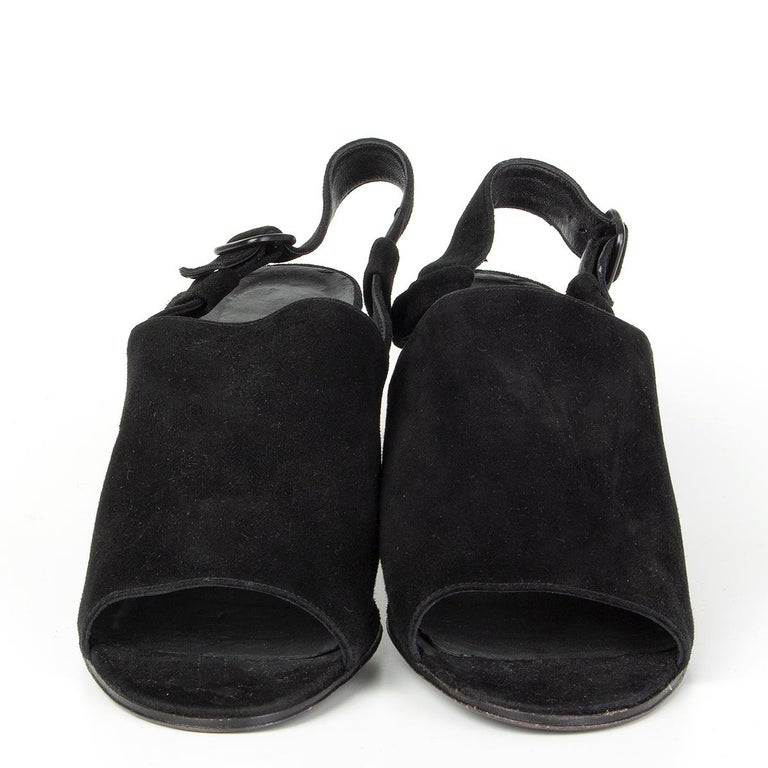 JIL SANDER black suede SLINGBACK Sandals Shoes 38.5 For Sale at 1stDibs