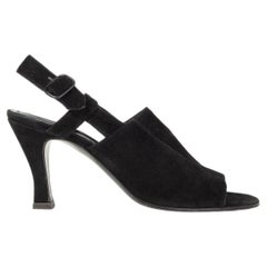 JIL SANDER black suede SLINGBACK Sandals Shoes 38.5