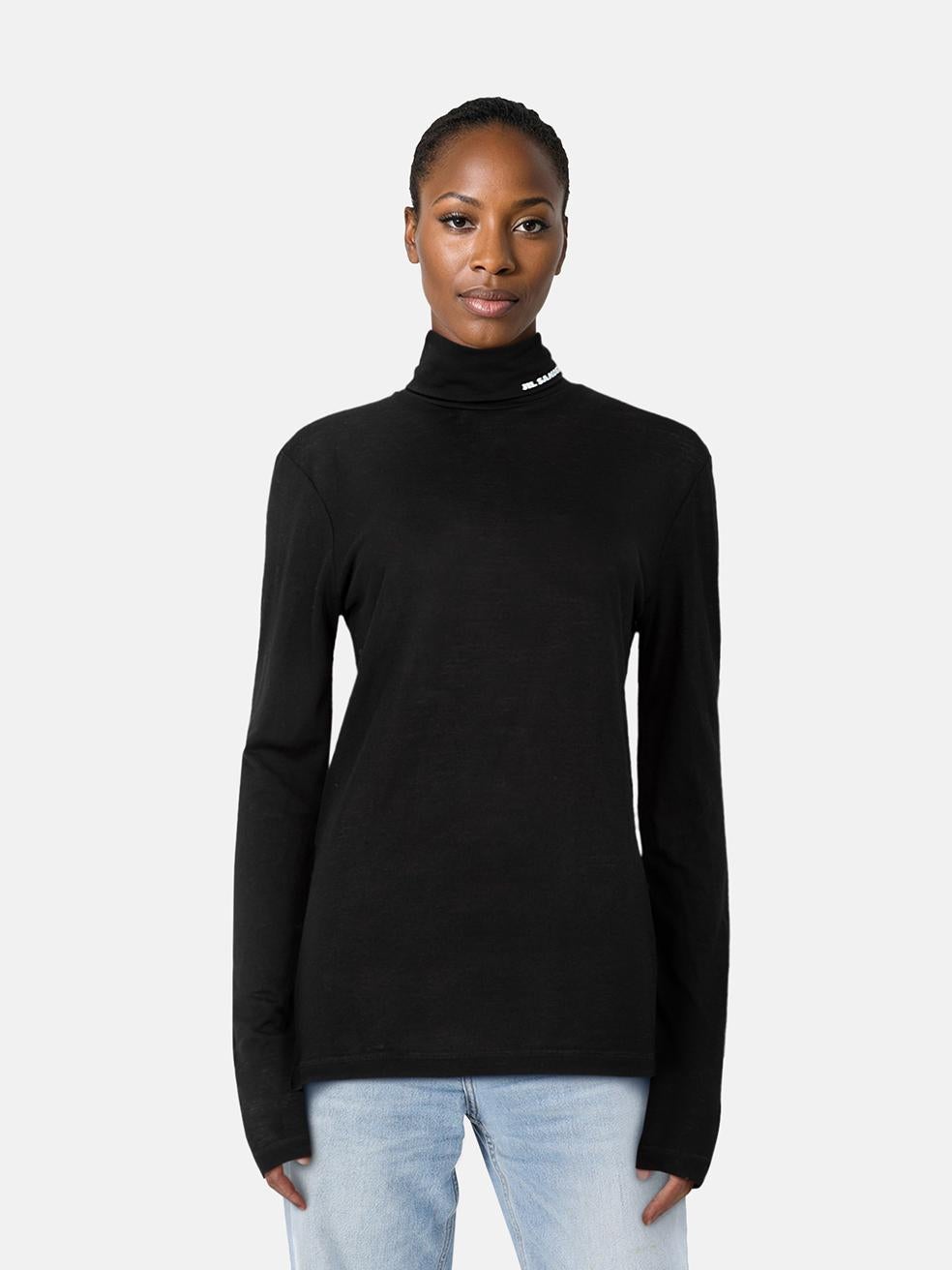 Jil Sander Black Turtleneck Long Sleeve Top Size M en vente