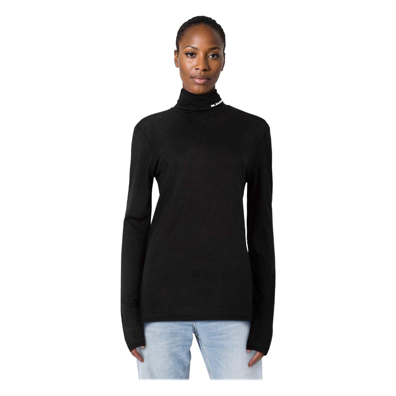 Jil Sander Black Turtleneck Long Sleeve Top Size M