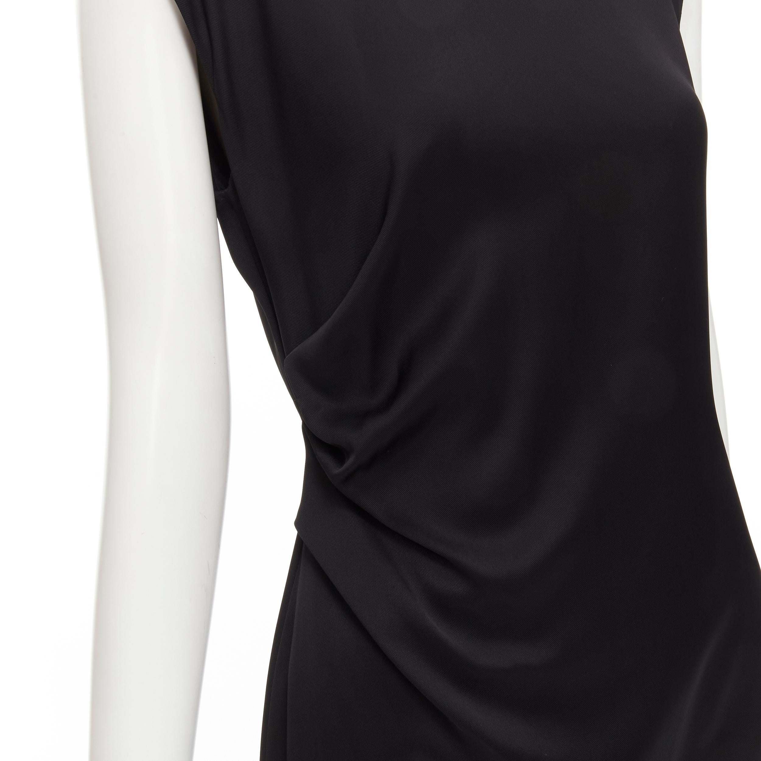 JIL SANDER black viscose gathered draped side seam minimalist dress FR34 XS 
Reference: LNKO/A01961 
Brand: Jil Sander 
Material: Viscose 
Color: Black 
Pattern: Solid 
Closure: Zip 
Extra Detail: Side draped gathering. 
Made in: Italy 

CONDITION:
