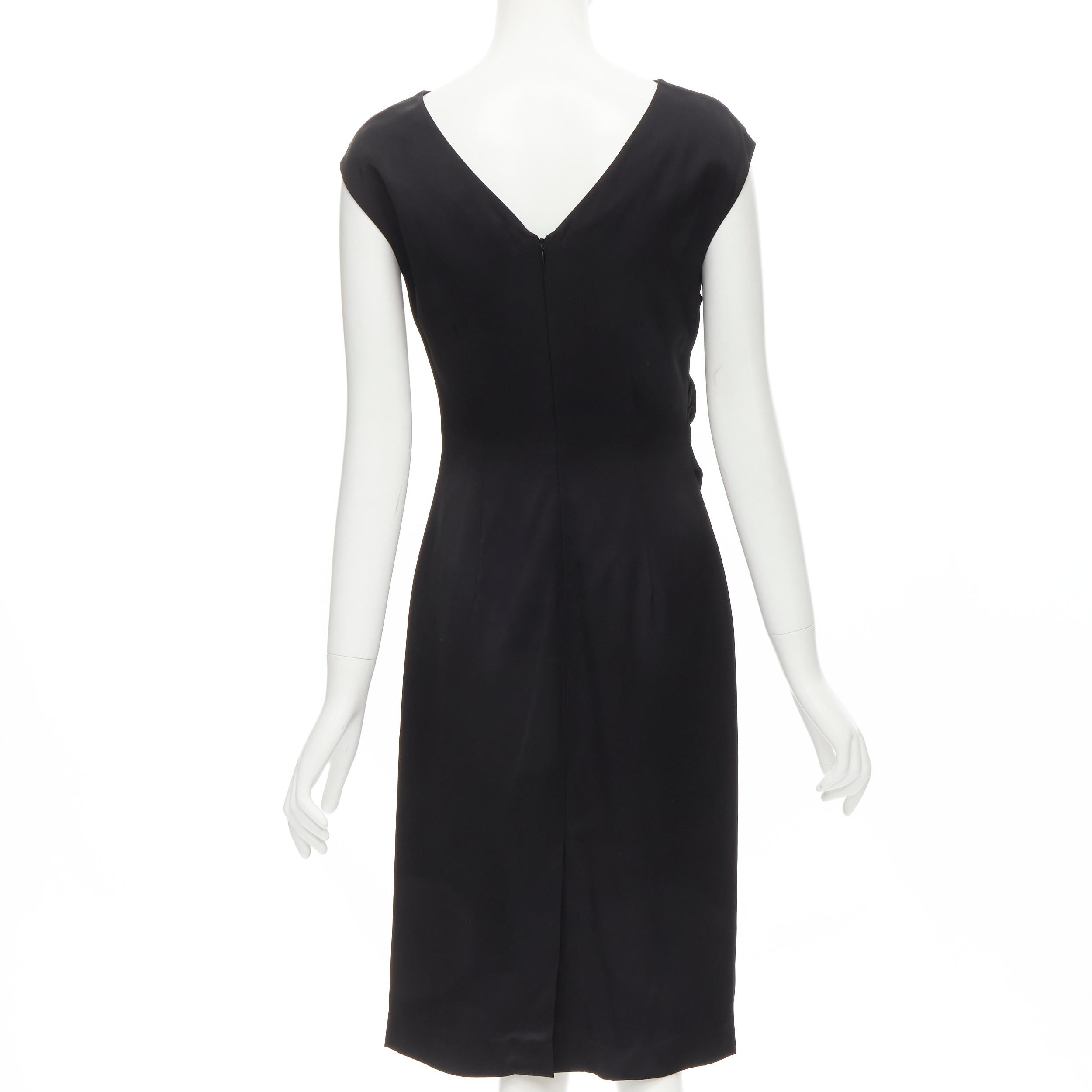 JIL SANDER black viscose gathered draped side seam minimalist dress FR34 XS In Excellent Condition In Hong Kong, NT