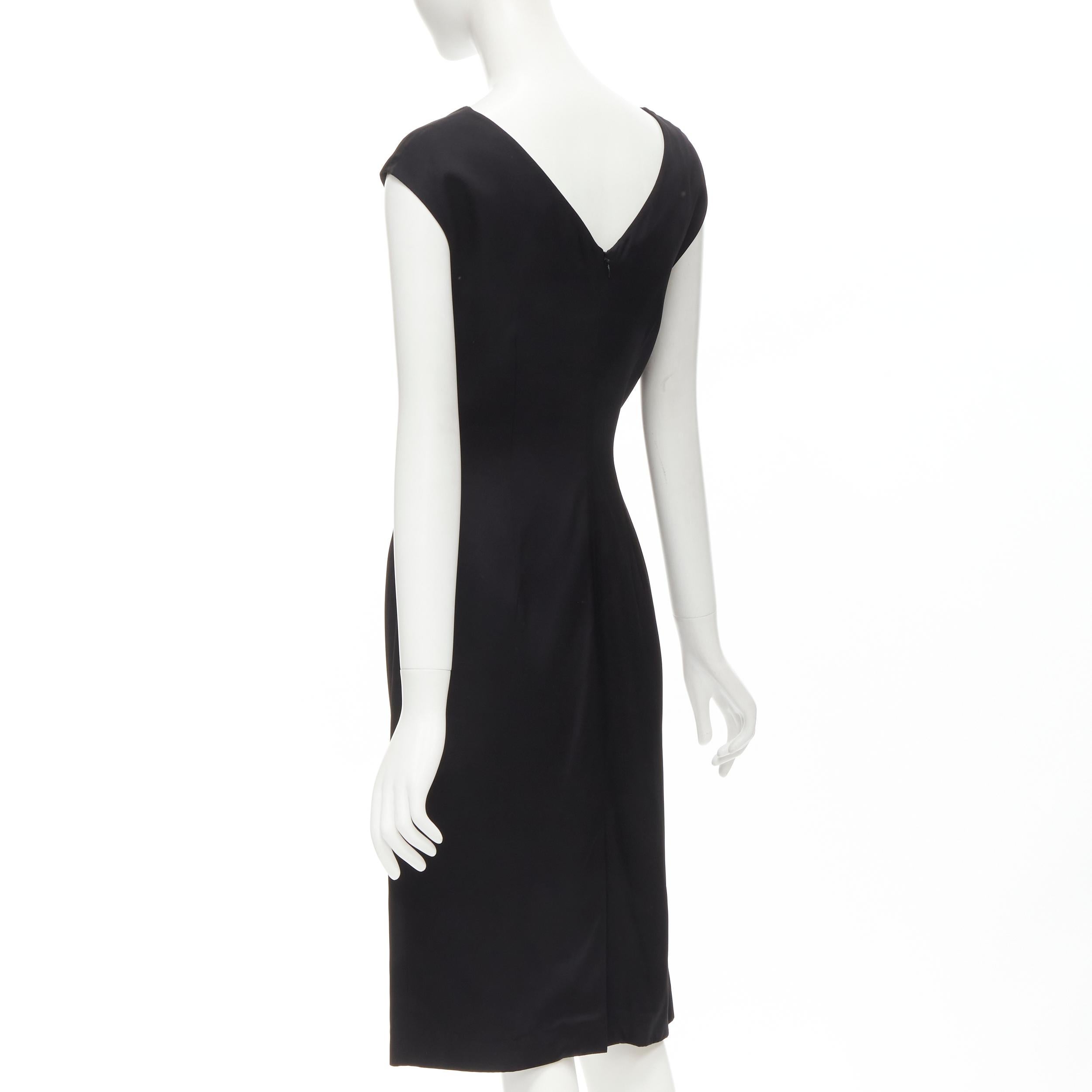 Women's JIL SANDER black viscose gathered draped side seam minimalist dress FR34 XS