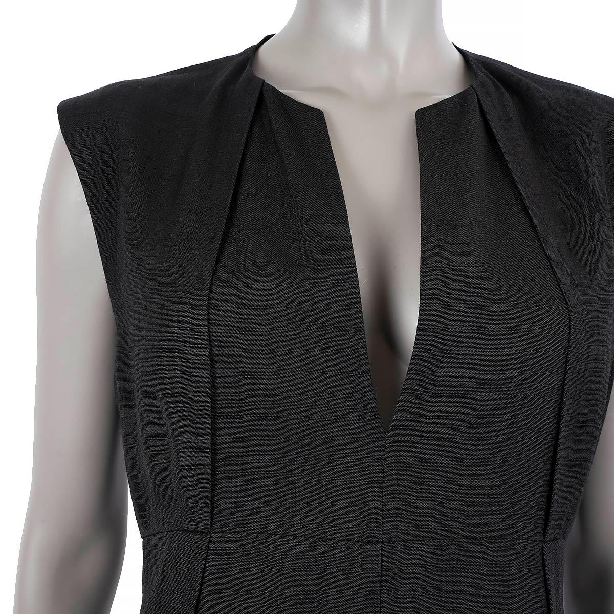 JIL SANDER black viscose silk linen SLEEVELESS MIDI Dress 36 S In Excellent Condition For Sale In Zürich, CH