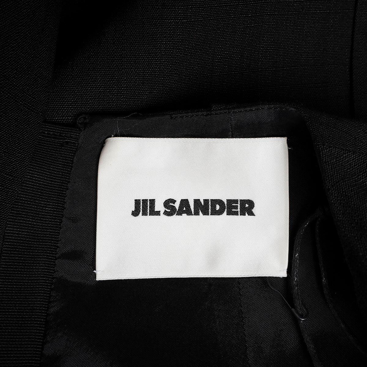 Women's JIL SANDER black viscose silk linen SLEEVELESS MIDI Dress 36 S For Sale