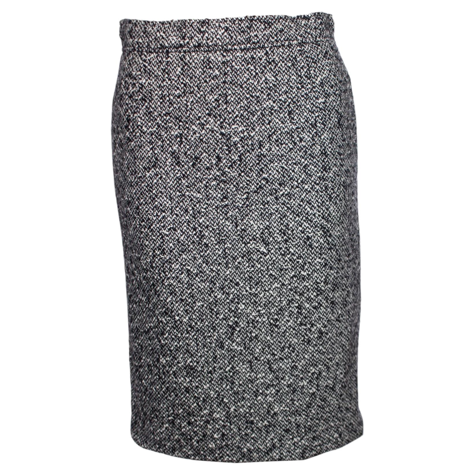 Jil Sander, Black/White cashmere boucle skirt.