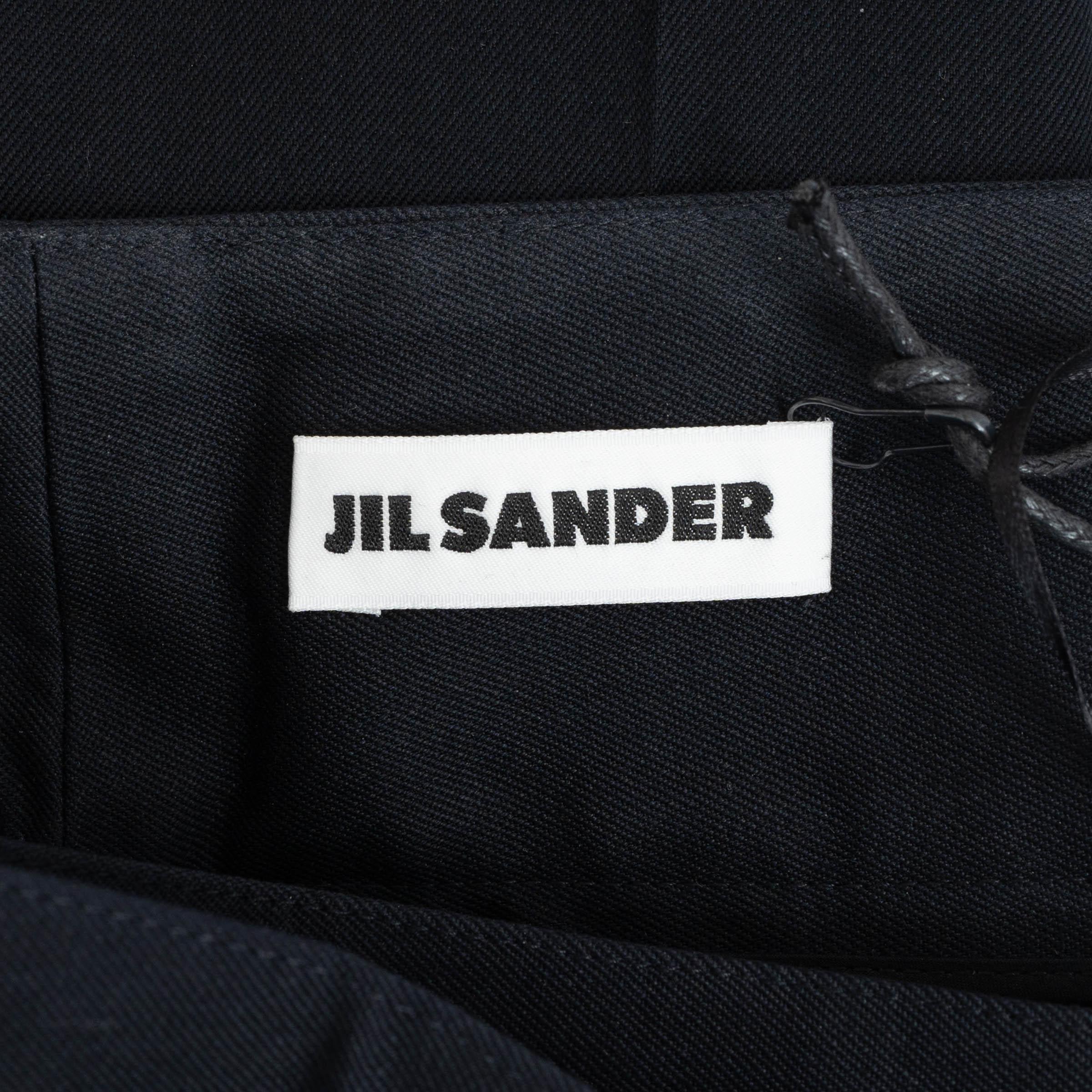 Donna JIL SANDER pantaloni neri in lana 2020 NAPOLEONE CINTURATO CROP 40 L. in vendita
