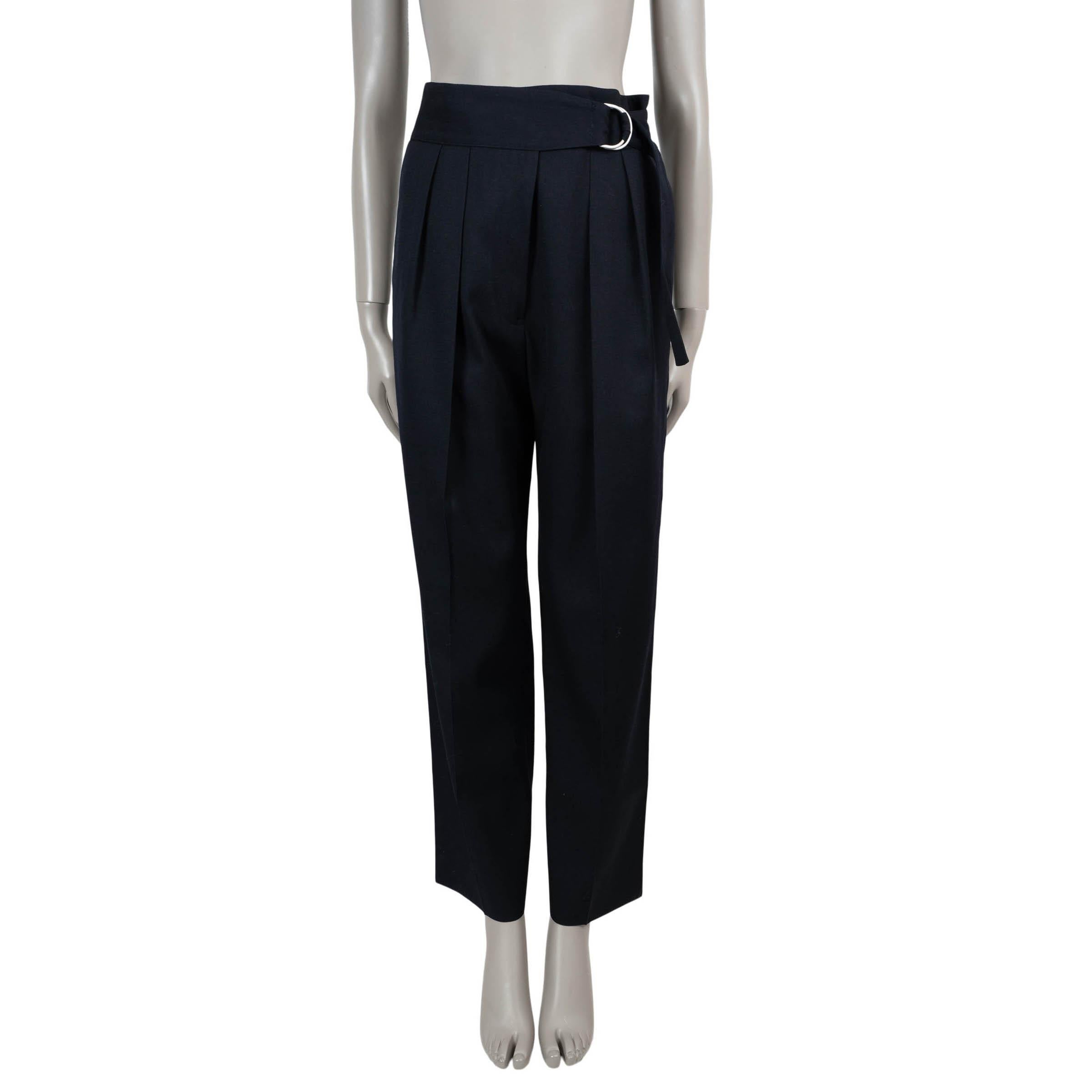 JIL SANDER pantaloni neri in lana 2020 NAPOLEONE CINTURATO CROP 40 L. in vendita