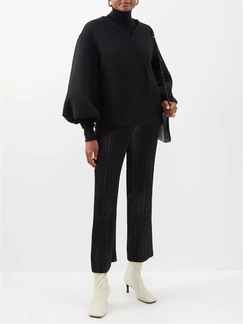 JIL SANDER black wool 2022 BALLOON SLEEVE Jacket 38 M For Sale 2