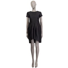 JIL SANDER black wool blend STRUCTURED SHORT SLEEVE Dress 34 XS