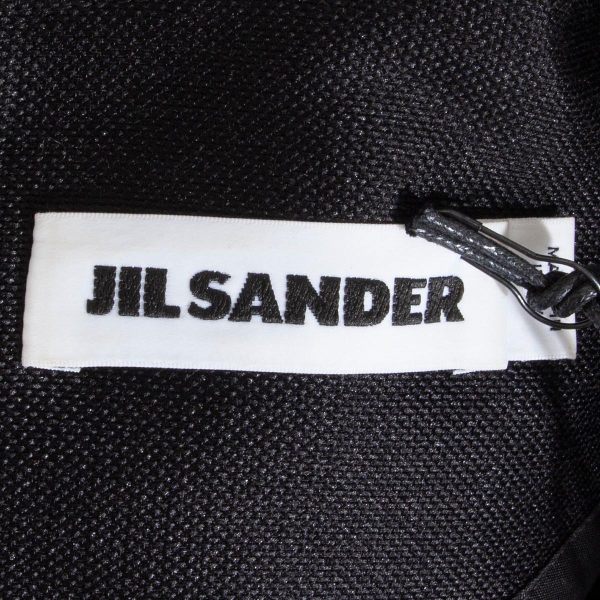 JIL SANDER black wool blend STRUCTURED SHORT SLEEVE Dress 34 XS For Sale 1