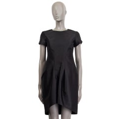 JIL SANDER black wool blend STRUCTURED SHORT SLEEVE Dress 34 XS