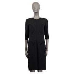 JIL SANDER black wool FRONT ZIP SHEATH Dress 40 L