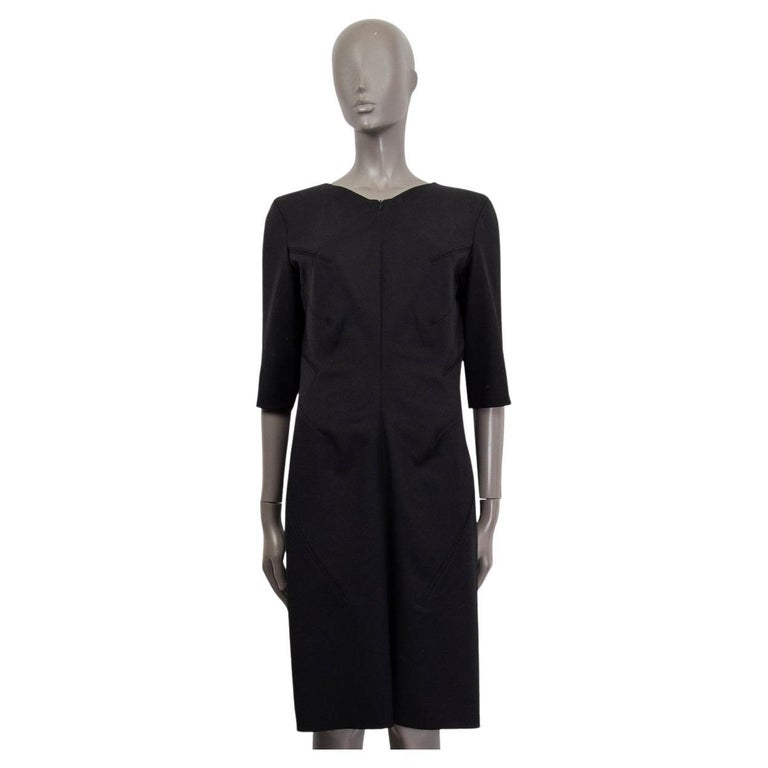 JIL SANDER black wool FRONT ZIP SHEATH Dress 40 L For Sale at 1stDibs