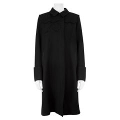 Jil Sander Black Wool Rosette Medal Detail Coat Size L
