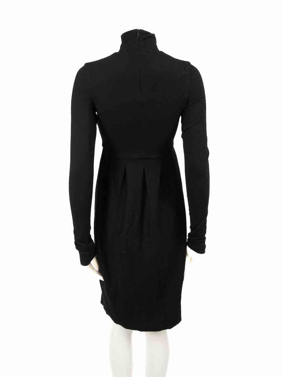Jil Sander Black Wool Turtleneck Pleated Dress Size S In Excellent Condition For Sale In London, GB