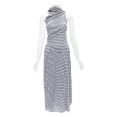 JIL SANDER conjunto falda top asimétrico guinga azul blanco FR34 XS