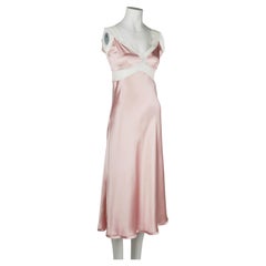 Jil Sander Blush Pink Silk Slip Dress with Mesh Panels, Early 2000s, Size 38