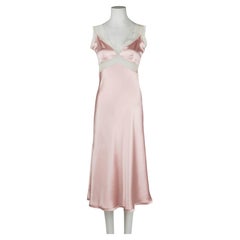 Jil Sander Blush Pink Silk Slip Dress with Mesh Panels, Early 2000s, Size 38