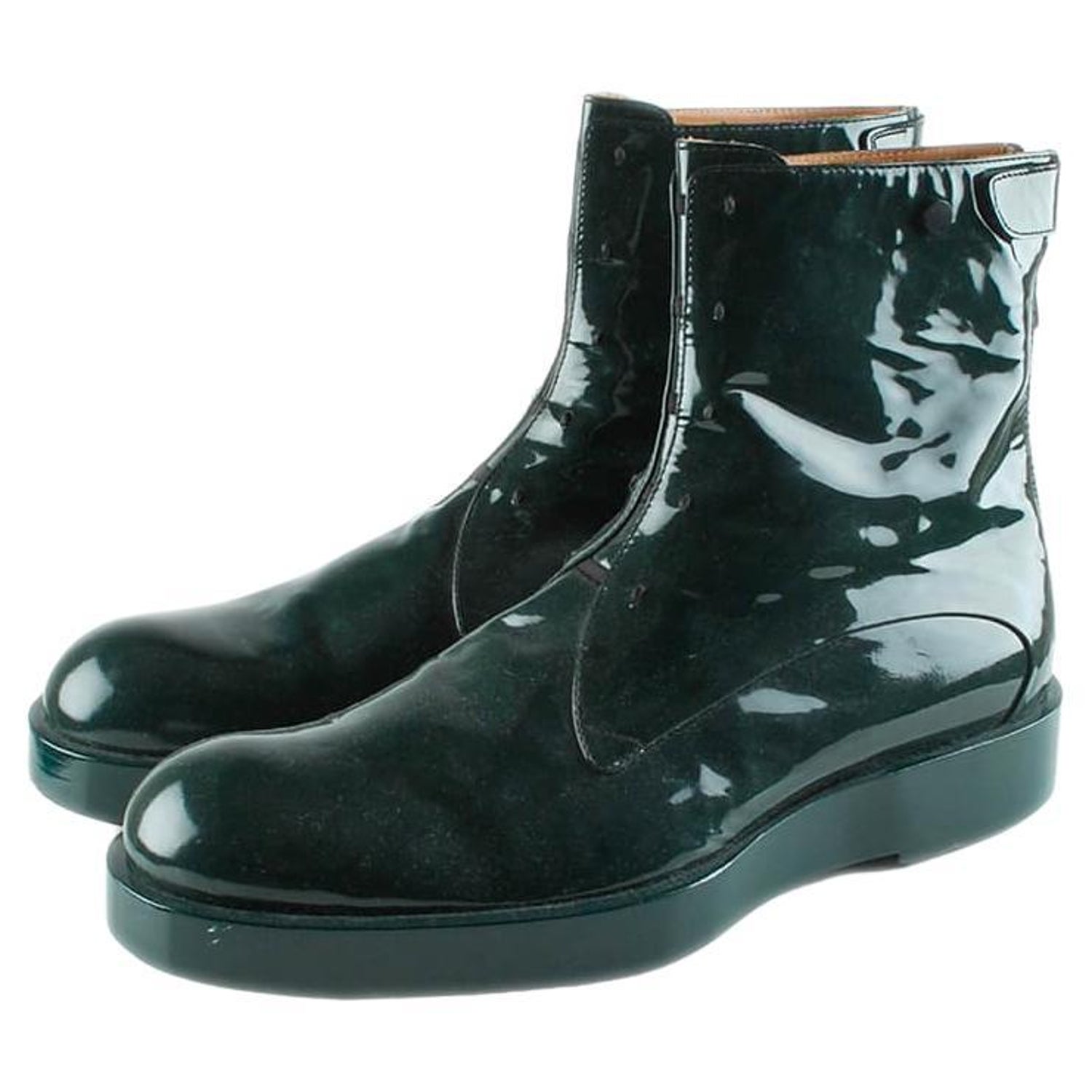 Jil Sander Boots Patent Leather Men Green Shoes Size 44EUR For Sale at  1stDibs