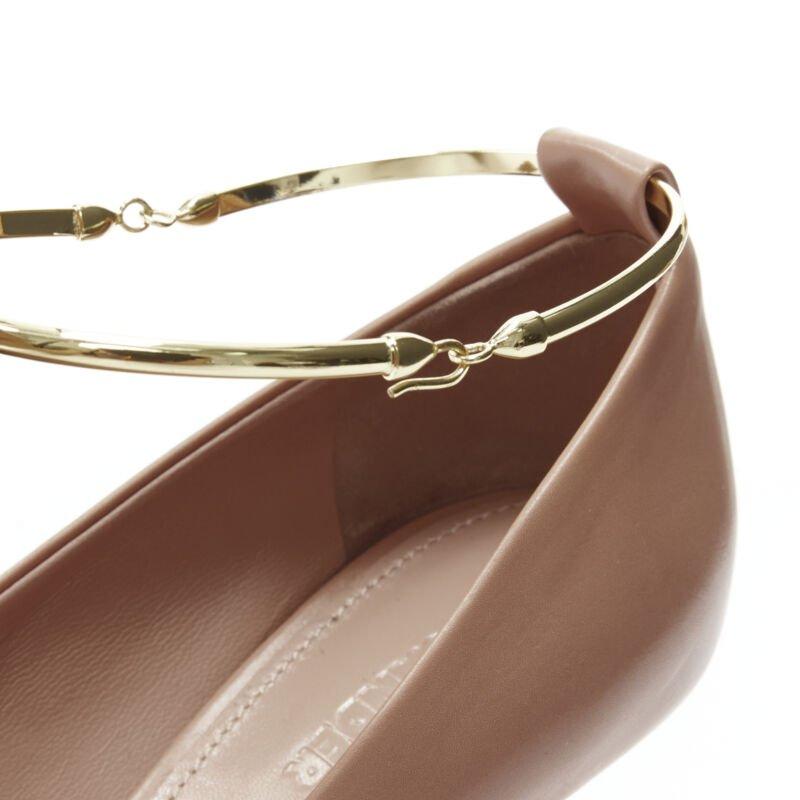 JIL SANDER Brady 70 nude beige gold anklet bangle point toe pump EU38 For Sale 2