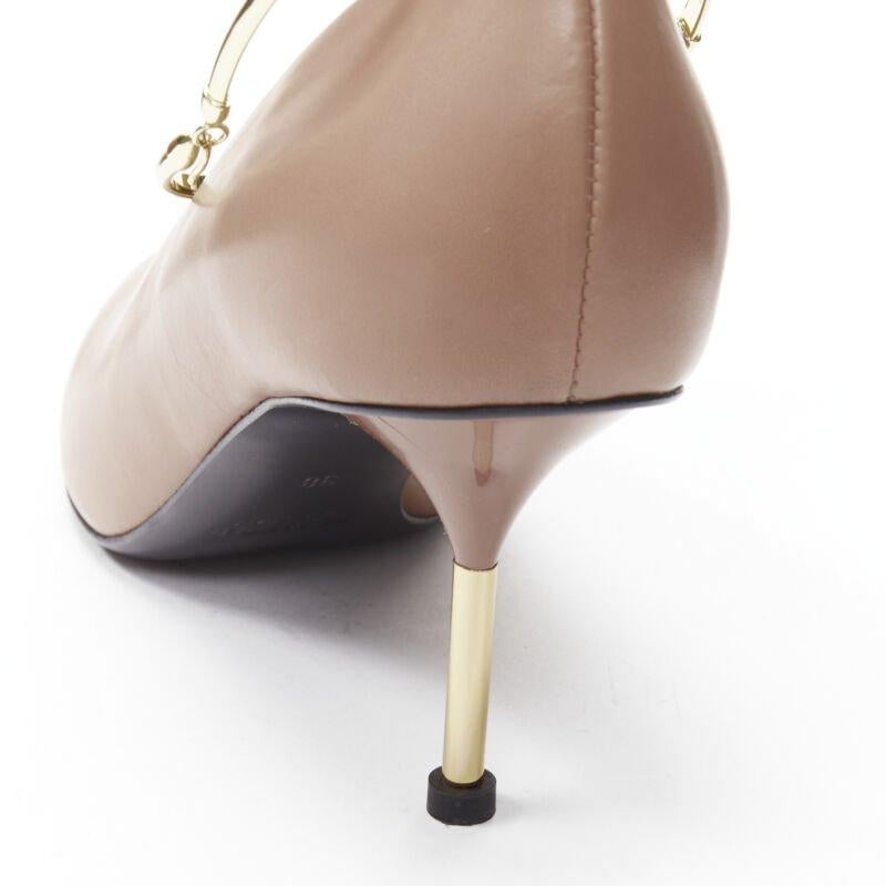 JIL SANDER Brady 70 nude beige gold anklet bangle point toe pump EU38 For Sale 3