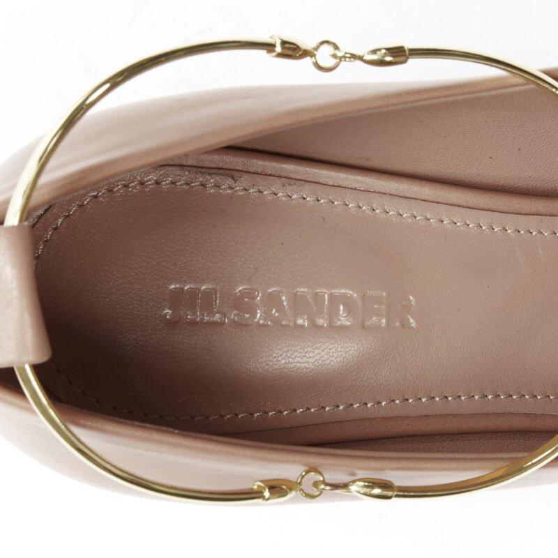JIL SANDER Brady 70 nude beige gold anklet bangle point toe pump EU38 For Sale 4