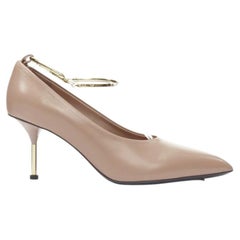 JIL SANDER Brady 70 nude beige gold anklet bangle point toe pump EU38