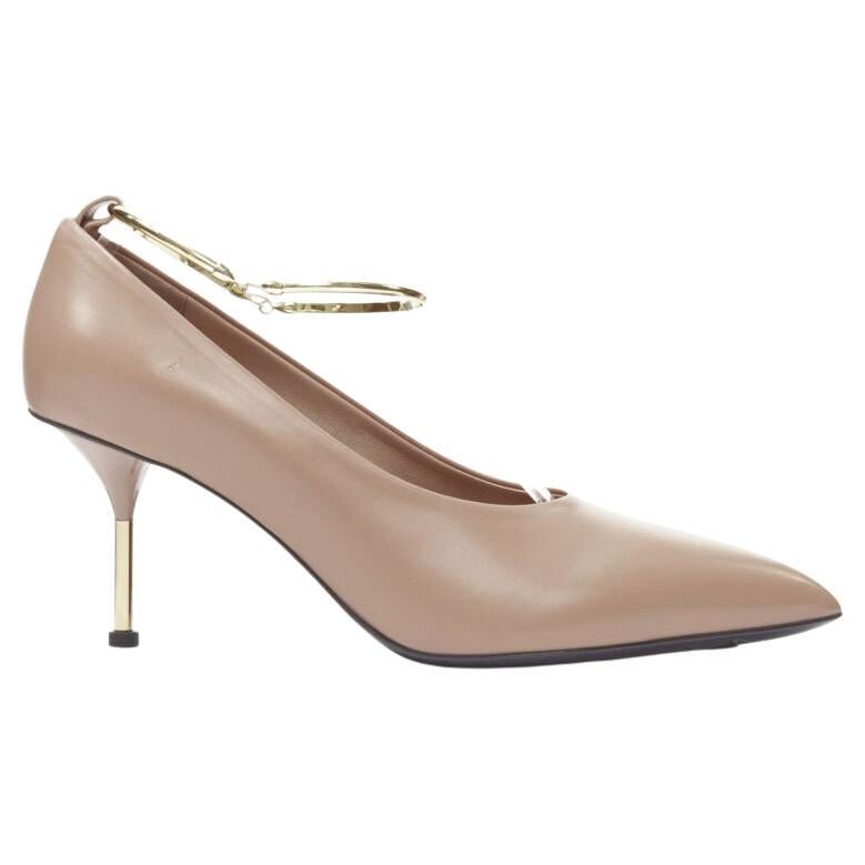 JIL SANDER Brady 70 nude beige gold anklet bangle point toe pump EU38