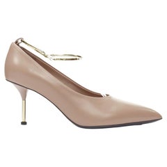 JIL SANDER Brady 70 nude beige gold anklet bangle point toe pump EU38
