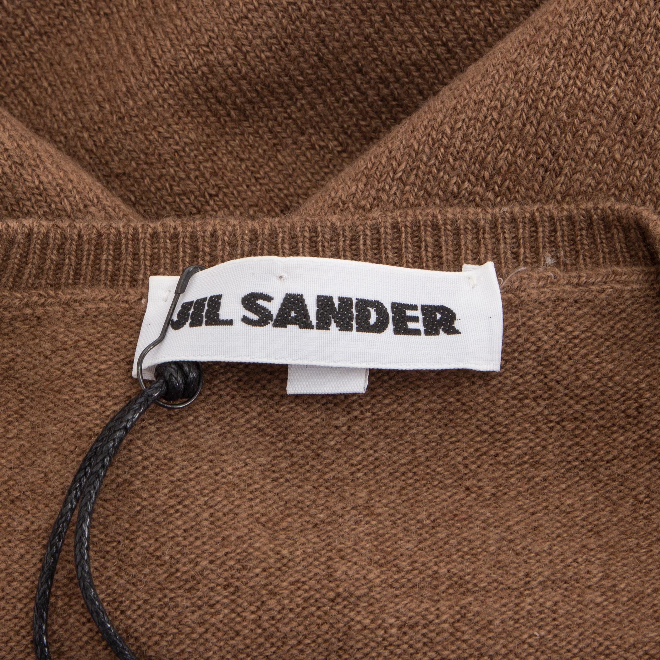 JIL SANDER brown cashmere Short Sleeve V-Neck Sweater 36 S For Sale 1